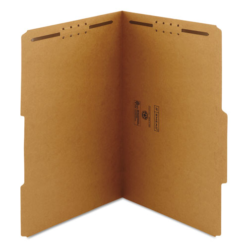 Top Tab Fastener Folders, Guide-height 2/5-cut Tabs, 0.75" Expansion, 2 Fasteners, Legal Size, 17-pt Kraft, 50/box