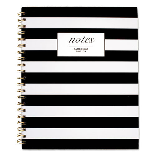 Black And White Striped Hardcover Notebook, 1-subject, Wide/legal Rule, Black/white Stripes Cover, (80) 9.5 X 7.25 Sheets