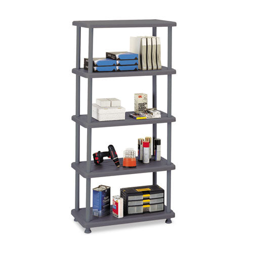 Rough N Ready Open Storage System, Four-shelf, Injection-molded Polypropylene, 32w X 13d X 54h, Platinum