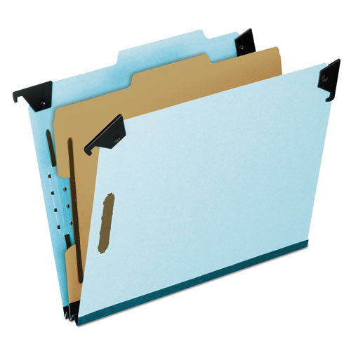 Hanging Classification Folders With Dividers, Letter Size, 1 Divider, 2/5-cut Exterior Tabs, Blue