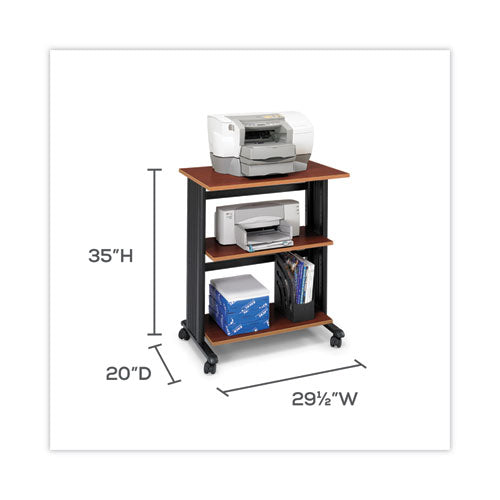 Muv Three Level Machine Cart/printer Stand, Engineered Wood, 3 Shelves, 29.5" X 20" X 35", Cherry/black