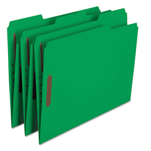 Top Tab Colored Fastener Folders, 0.75" Expansion, 2 Fasteners, Letter Size, Green Exterior, 50/box