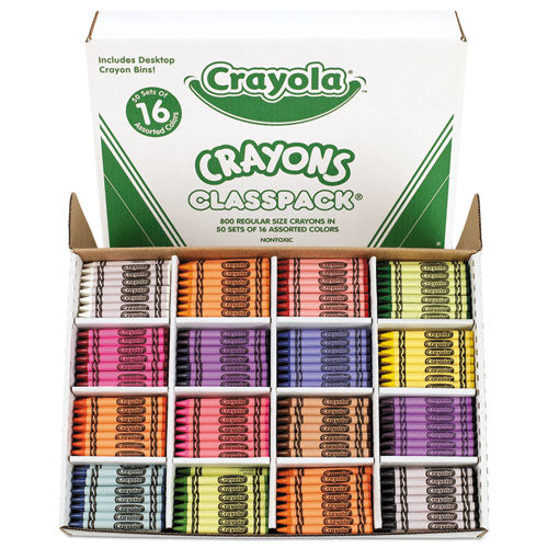 Classpack Regular Crayons, 16 Colors, 800/box