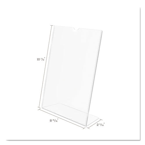 Superior Image Slanted Sign Holder, Portrait, 8.5 X 11 Insert, Clear