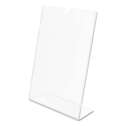 Superior Image Slanted Sign Holder, Portrait, 8.5 X 11 Insert, Clear