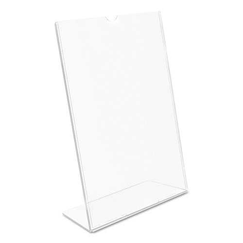 Superior Image Slanted Sign Holder, Portrait, 8.5 X 11 Insert, Clear