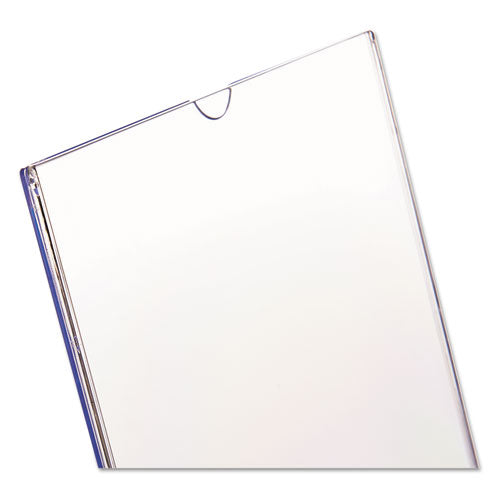 Superior Image Slanted Sign Holder, Portrait, 8.5 X 11 Insert, Clear