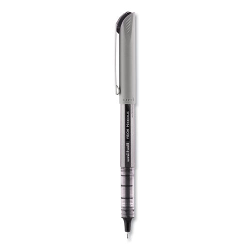 Vision Needle Roller Ball Pen, Stick, Fine 0.7 Mm, Black Ink, Silver Barrel, Dozen