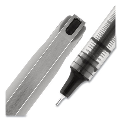 Vision Needle Roller Ball Pen, Stick, Fine 0.7 Mm, Black Ink, Silver Barrel, Dozen