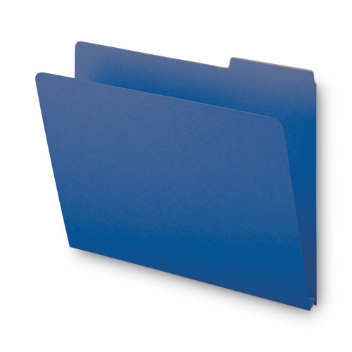 Expanding Recycled Heavy Pressboard Folders, 1/3-cut Tabs: Assorted, Letter Size, 1" Expansion, Dark Blue, 25/box