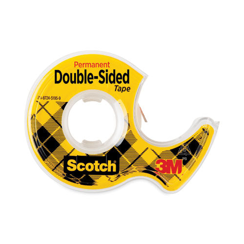 Double-sided Permanent Tape In Handheld Dispenser, 1" Core, 0.5" X 37.5 Ft, Clear