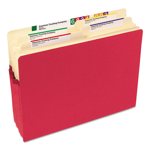 Colored File Pockets, 3.5" Expansion, Letter Size, Red