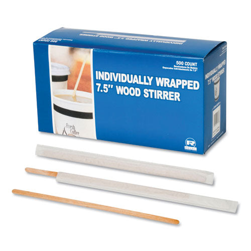 Wood Coffee Stirrers, 7.5" Long, 500/box, 10 Boxes/carton