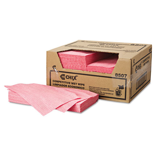 Chix Pink Wet Wiper 13.5x24, White & Pink 200/Case
