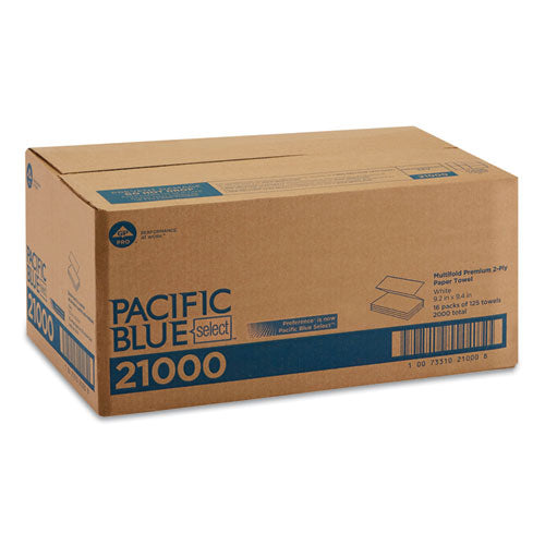 Pacific Blue Select M-Fold Premium 2-Ply White Paper Towel 125/pack 16/Case