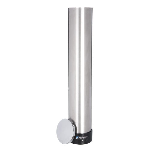San Jamar Pull-type Beverage Cup Dispenser Wall Mountable - Stainless Steel 1/Each