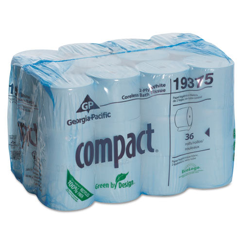 Compact Coreless Bath Tissue High Capacity Small Roll Septic Safe 2-ply 1,000 Sheets/roll 36/Case