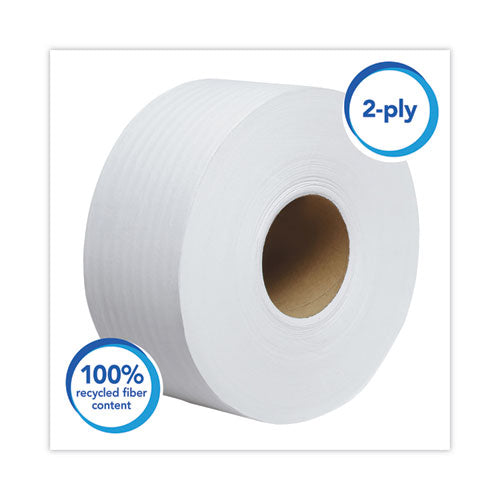 Essential 100% Recycled Fiber Jrt Bathroom Tissue For Business, Septic Safe, 2-ply, White, 3.55" X 1,000 Ft, 12 Rolls/carton