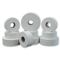 3.42" White Paper 2-Ply Jumbo Junior Roll Bathroom Tissue /Case