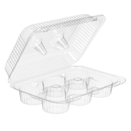 6-Count Muffin/Cupcake Hinged Tray, Pet, Clear 300/Case