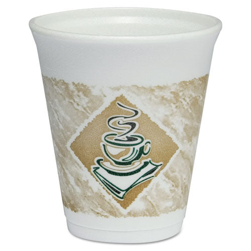 Dart Cafe G Foam Hot/cold Cups 8 Oz Brown/green/white 1000/Case