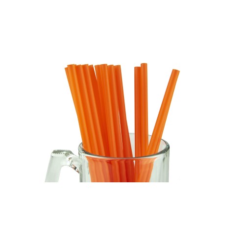 Jumbo Straw Polypropylene Orange Plastic Wrapped - 10.25" 2000/Case