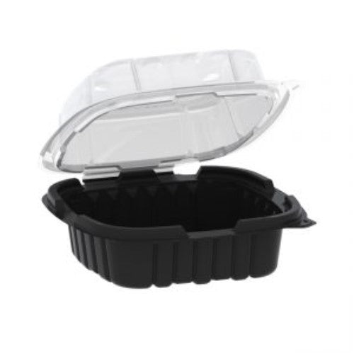 Crisp Food Pp Hinged Container, Black;Clear, 6" X 6"  300/Case