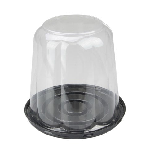 Apet 6.25" Cake Base With 6.75" Rose Dome Lid Combo, Black; Clear 160/Case