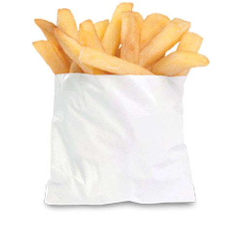 Grease Resistant White Paper Fry Bag - 5" X 1" X 4.5" 2000/Case