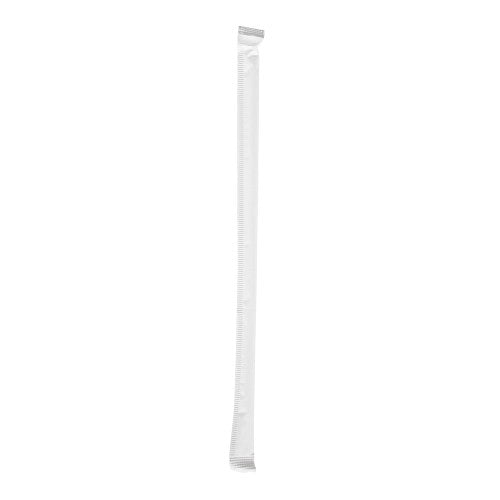 Slim Milk White Paper Wrap Individually Straw - 5.75" 12000/Case