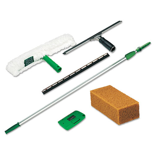 Pro Window Cleaning Kit With 8 Ft Pole, Scrubber, Squeegee, Scraper, Sponge