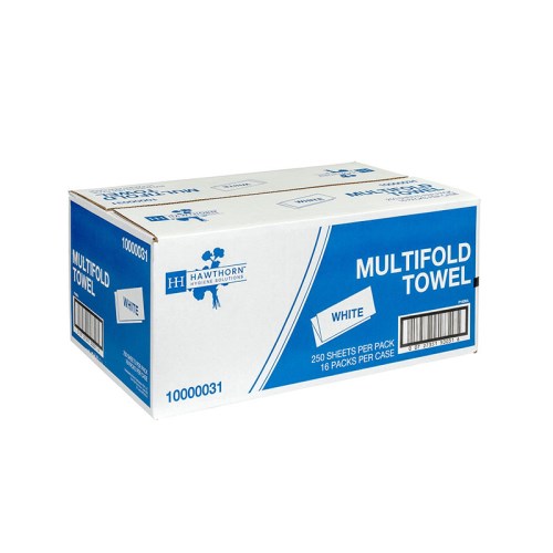 Hawthorn Multifold Towel Paper 1-Ply, White, 9" X 9.5"0 /Case