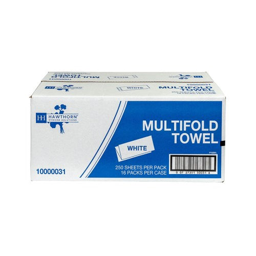 Hawthorn Multifold Towel Paper 1-Ply, White, 9" X 9.5"0 /Case