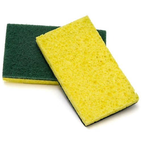 Medium Duty Green And Yellow Scouring Sponge - 3.44" X 6.06" 40/Case
