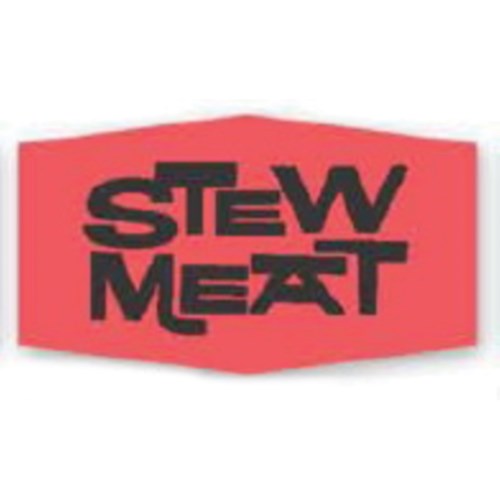 1.37 X 0.78" Red Fluorescent Stew Meat Label 1000/Roll