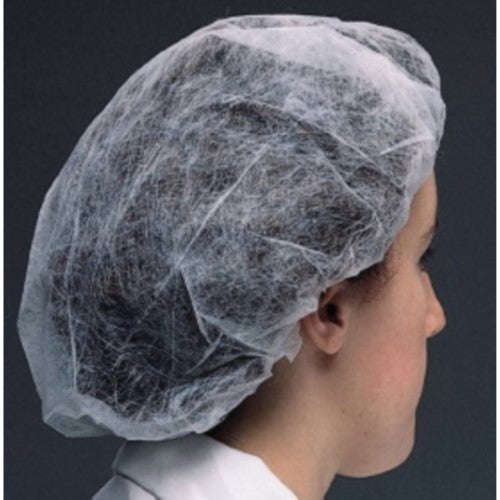 White, 21" - Latex-Free Bouffant Caps 1000/Case