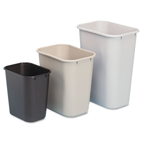 Deskside Plastic Wastebasket, 7 Gal, Plastic, Black