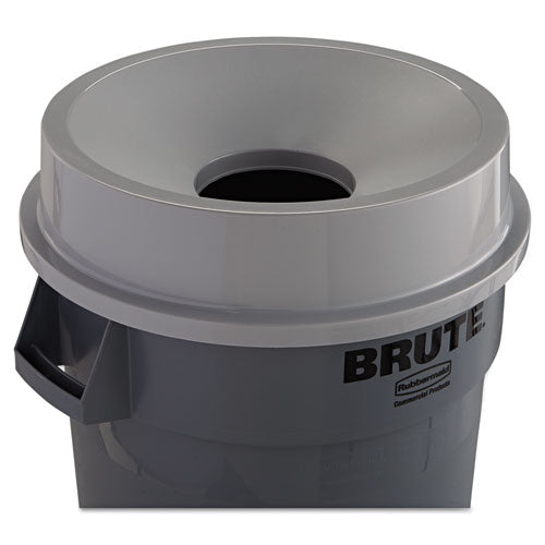 Round Brute Funnel Top Receptacle, For 32-gallon Containers, 22.38" Diameter X 5h, Gray