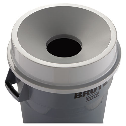 Round Brute Funnel Top Receptacle, For 32-gallon Containers, 22.38" Diameter X 5h, Gray
