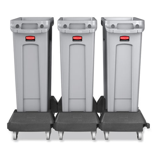Slim Jim With Venting Channels, 23 Gal, Plastic, Gray
