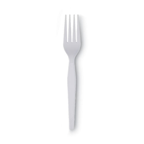 Dixie Plastic Cutlery Heavyweight Forks White 1000/Case