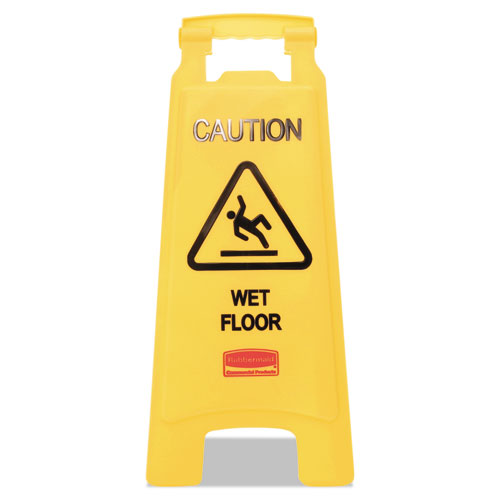 Rubbermaid Commercial Caution Wet Floor Sign 11x12x25 Bright Yellow