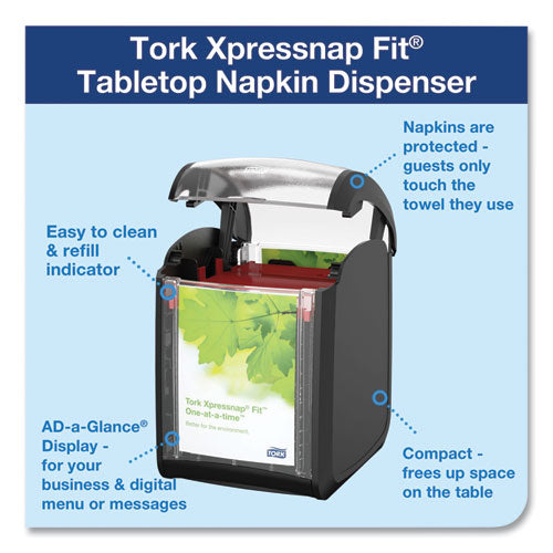 Xpressnap Fit Napkin Dispenser, Tabletop, 4.4 X 5.6 X 6.7, Black