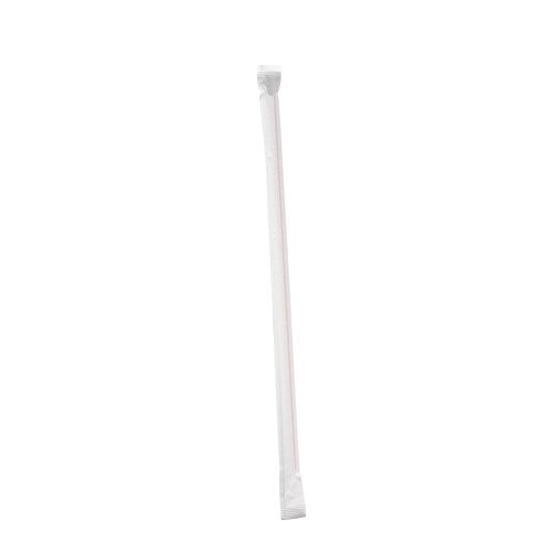 White Red Paper Wrapped Jumbo Straw Boxed - 7.75" 12000/Case