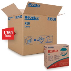 Wypall X50 Disposable Cloths (83550), Strong For Extended Use, Pop-Up Box Sheets / Box, 1,760 Sheets / Case 1760/Case