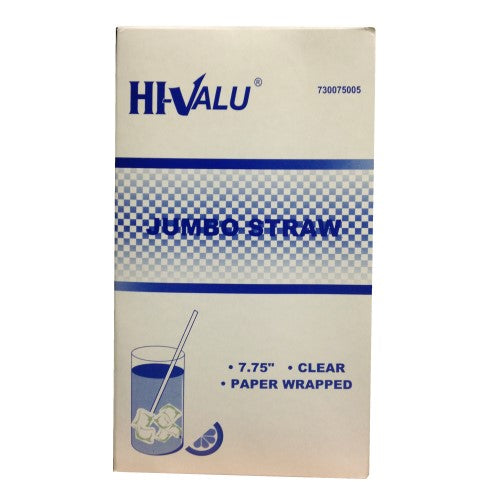 Hi-Valu Jumbo Paper Wrapped Clear Straw - 7.75" 24/Case