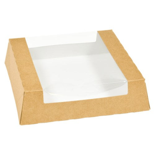 White And Kraft Ccsus Window Bakery Box - 9.43" X 9.43" X 2.5" 100/Case