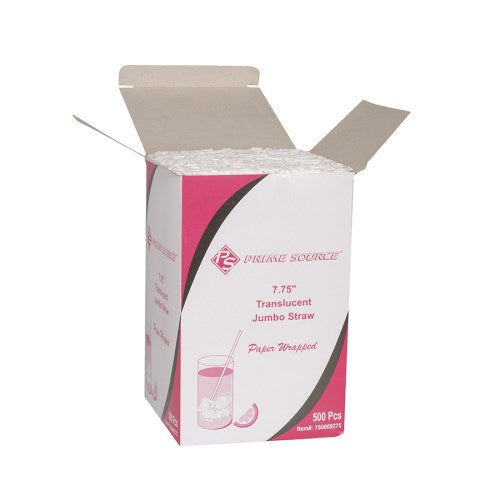 Prime Source Paper Wrapped Jumbo Straw Translucent 7.75"0 2000/Case