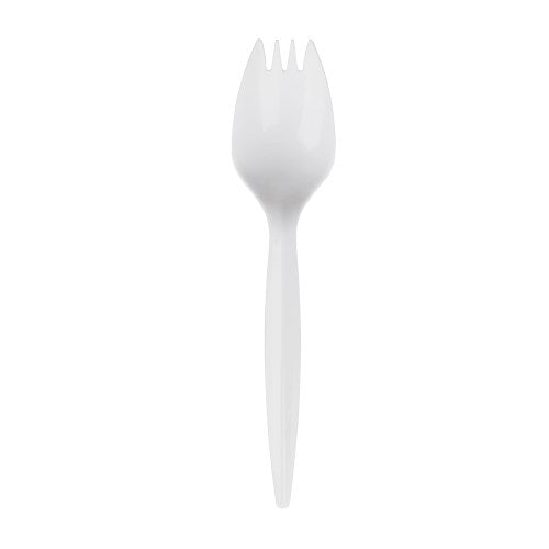 White Medium Weight Polypropylene Bulk Pack Spork 1000/Case