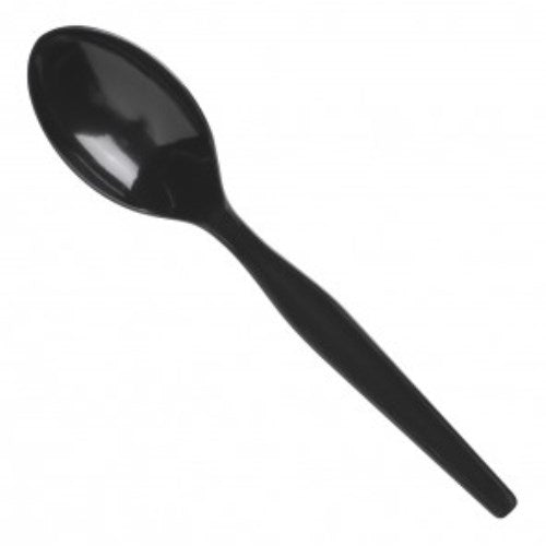 Polystyrene Heavyweight Black Teaspoon Individually Wrapped 1000/Case